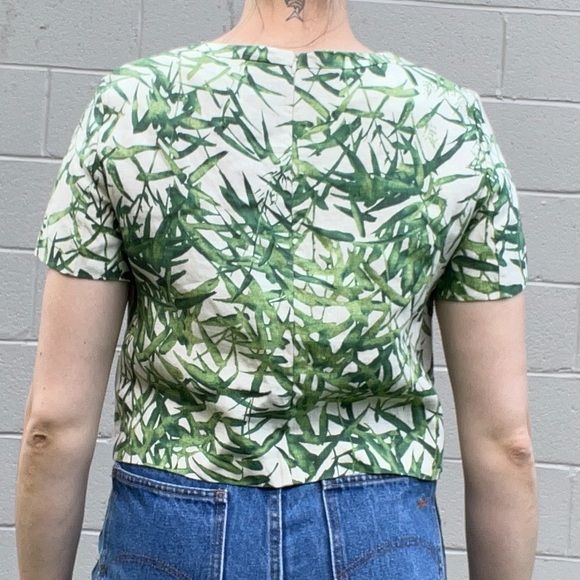 Massimo Dutti Linen Botanical Cropped Tee - Picture 3 of 13